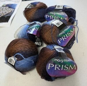 Mary maxim prism-yarn-NEW - size 3- Lakeside-lot Of 6